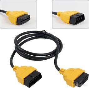 img 1 attached to 🔌 Autoand Wired OBD2 Extension Cable - 150cm 16Pin Male to Female Diagnostic Cord, Yellow - Round 16-Pin 150cm Length