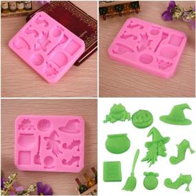 img 1 attached to Rainmae 6 Pcs Halloween Silicone Molds, Halloween Bat Pumpkin Spider Owl Ghost Fondant Molds, Party Cupcake Topper Decorating Tools, DIY Chocolate Candy Mold Gum Paste Polymer Clay Epoxy Resin Mould