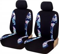 hawaiian flowers print car seat covers for women and girls - autoyouth blue front seat covers (2 fronts), airbag compatible, universal fit for car suv truck logo