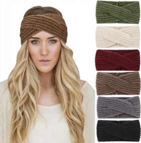 img 4 attached to DRESHOW Women'S Crochet Knit Winter Ear Warmer Headband Turban Stretch Headband
