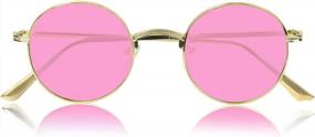 img 1 attached to Винтажные маленькие золотые круглые солнцезащитные очки в стиле хиппи