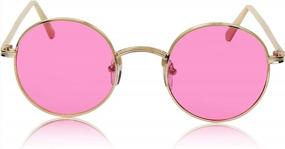 img 3 attached to Vintage Small Gold Round Circle Hippie Sunglasses