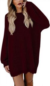img 4 attached to Oversized Furry Crewneck Long Pullover Sweater Dress For Women By Meenew