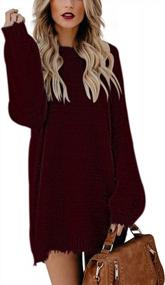 img 3 attached to Oversized Furry Crewneck Long Pullover Sweater Dress For Women By Meenew