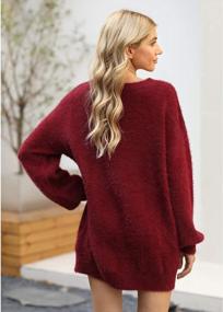 img 1 attached to Oversized Furry Crewneck Long Pullover Sweater Dress For Women By Meenew