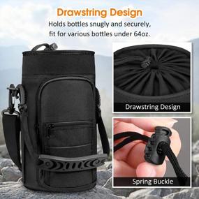 img 2 attached to 64 Oz Water Bottle Carrier Bag With Shoulder Strap & 2 Pockets - Perfect For Hiking, Traveling, School & Camping