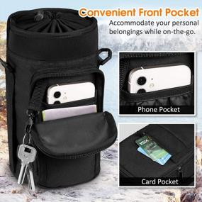 img 3 attached to 64 Oz Water Bottle Carrier Bag With Shoulder Strap & 2 Pockets - Perfect For Hiking, Traveling, School & Camping