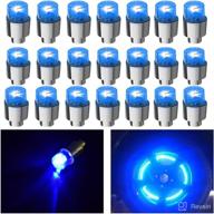 ficbox 24 pcs led wheel lights flash light tire valve cap lamp for car trucks motorcycle bike (24pcs blue) logo