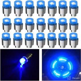 img 4 attached to FICBOX 24 PCS LED Wheel Lights Flash Light Tire Valve Cap Lamp For Car Trucks Motorcycle Bike (24Pcs Blue)