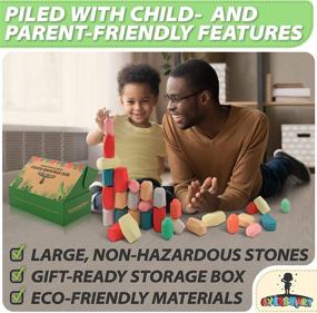 img 2 attached to 🧱 EVERSMART Stacking Rocks – XXL Wooden Building Blocks for Kids & Toddlers: Safe, Choking Hazard-Free Montessori Balancing Stones Toys - Ideal Birthday Gift for 1-6 Year Old Boy or Girl