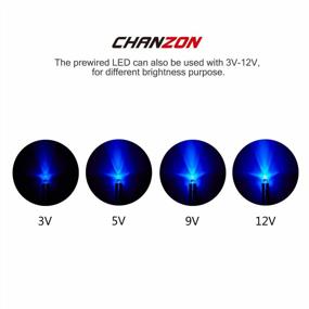 img 1 attached to Chanzon Pre-Wired Blue LED Diode Lights (20 Pack) With Resistor And 24Awg Wire For Indicator Lighting - Clear Round Transparent Lens, DC 12V UL Wire Certified