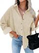 women's corduroy long sleeve button down shirt oversized jacket tops by sidefeel logo