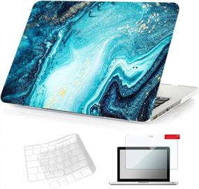 img 4 attached to Se7Enline MacBook Pro 13 Inch Case A1502/A1425 2015-2025 - Designer Hard Shell Protective Cover In Blue River Sand With Keyboard Cover Skin And Screen Protector Included