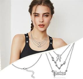 img 2 attached to Zodiac Layer Necklaces For Women: 14K Gold Plated Constellation Pendant Jewelry Set