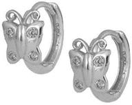 sterling silver butterfly cz huggie hoop earrings for girls logo
