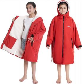 img 4 attached to Kids Swim Parka By Hiturbo - Waterproof Hooded Changing Robe With Sherpa Fleece Lining For Swimming And Surfing - Ideal For Children Aged 5-12 Years