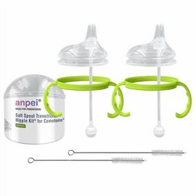 img 4 attached to Anpei Sippy Cup Soft Spout Kit Bundle For Comotomo Bottles - Transition Your Baby Easily With 5Oz And 8Oz Value Pack, Includes Brushes (Green)