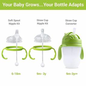 img 1 attached to Комплект с мягким носиком Anpei Sippy Cup для бутылочек Comotomo - легко переведите ребенка с помощью набора 5 унций и 8 унций, включая щетки (зеленые)