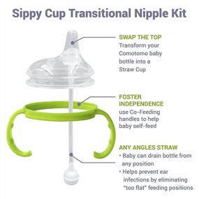 img 3 attached to Комплект с мягким носиком Anpei Sippy Cup для бутылочек Comotomo - легко переведите ребенка с помощью набора 5 унций и 8 унций, включая щетки (зеленые)