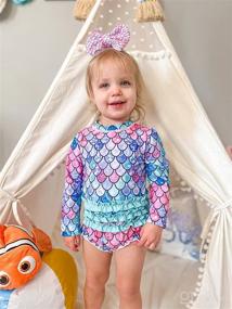 img 2 attached to 🩱 uideazone Baby/Toddler Girls Long Sleeve Rash Guard Swimsuit UPF 50+ Sun Protection One Piece Swimwear (3-24 Months)