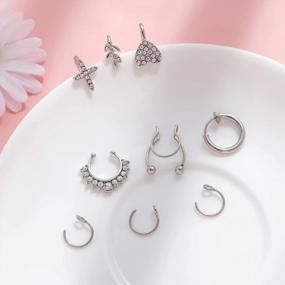 img 2 attached to Look Edgy Without Piercings With MOROTOLE Fake Nose Rings In Surgical Steel – Clip On 20G Septum Nose Cuffs For Women And Men
