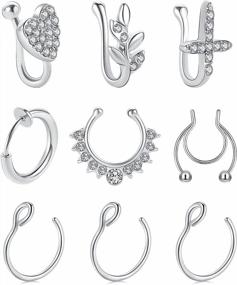 img 4 attached to Look Edgy Without Piercings With MOROTOLE Fake Nose Rings In Surgical Steel – Clip On 20G Septum Nose Cuffs For Women And Men