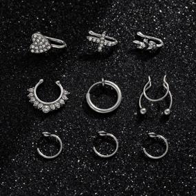 img 1 attached to Look Edgy Without Piercings With MOROTOLE Fake Nose Rings In Surgical Steel – Clip On 20G Septum Nose Cuffs For Women And Men