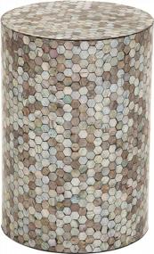 img 3 attached to Stunningly Unique Multi-Colored Mother Of Pearl Cylinder Accent Table By Deco 79