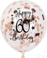 🎈 шары из конфетти розового золота к 60-летию - празднуйте 60-летие счастливого дня рождения женщины с блестящим украшением - 12 дюймов, 16 штук. логотип