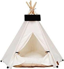 img 1 attached to 🐾 Portable Pet Teepee Tent for Small Dogs or Cats - Washable Sweet Bed with Cushion, Ideal Dog or Cat House