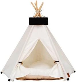 img 2 attached to 🐾 Portable Pet Teepee Tent for Small Dogs or Cats - Washable Sweet Bed with Cushion, Ideal Dog or Cat House