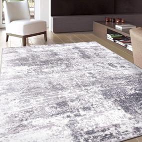 img 4 attached to Gray Distressed Abstract Area Rug, 5' X 7', By Rugshop - Achieve A Stand-Out Look For Your Home Interiors
