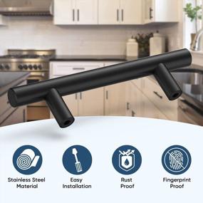 img 3 attached to Matte Black 5'' Cabinet Pulls, 30Pcs Stainless Steel Round Bar Handle Kitchen Drawer Hardware 3'' Center-To-Center Mounting Hole.