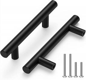 img 4 attached to Matte Black 5'' Cabinet Pulls, 30Pcs Stainless Steel Round Bar Handle Kitchen Drawer Hardware 3'' Center-To-Center Mounting Hole.