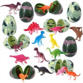 img 3 attached to 24 Pack Dinosaur Easter Eggs With Mini Toys For Boys | Easter Basket Stuffers And Egg Hunt | Easter Gift Ideas