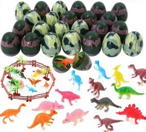 img 4 attached to 24 Pack Dinosaur Easter Eggs With Mini Toys For Boys | Easter Basket Stuffers And Egg Hunt | Easter Gift Ideas
