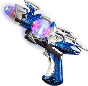img 4 attached to Blue Light-Up Noise Blaster Toy Gun – 11.5 Inches Long Super Spinning Space Style For Novelty, Gags, Party Favors, Bags And Ideas