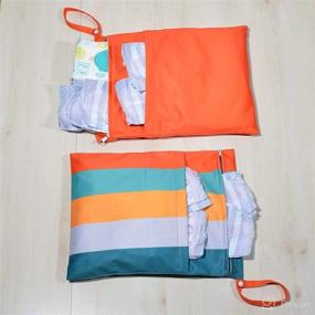 img 2 attached to Wet Dry Bags for Diaper Bag - 2 Pack: Washable, Waterproof, and Reusable Pouches with Zipper Pocket for Cloth Diapers, Swimsuits, Pool, Beach, Dirty Clothes, Travel, Gym, Yoga, Baby Stroller, and Breast Pump Parts