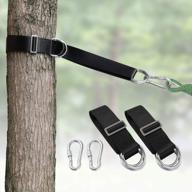 kids' camping hammock + tree swing straps kit - 2 sturdy d-ring hammocks with 4 extra-long straps and heavy-duty carabiner hooks (black) logo