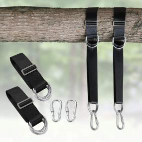 img 3 attached to Kids' Camping Hammock + Tree Swing Straps Kit - 2 Sturdy D-Ring Hammocks With 4 Extra-Long Straps And Heavy-Duty Carabiner Hooks (Black)