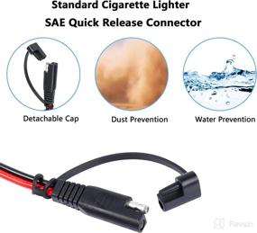 img 1 attached to 💡 SinLoon Cigarette Lighter SAE Battery Charger Cable with Switch - 12V 15A Waterproof SAE Quick Release Adapter Extension Charging Cable | Fuse, LED Light & Male Plug Included