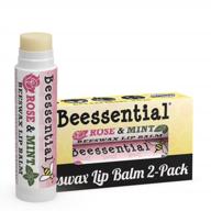 попрощайтесь с потрескавшимися губами с полностью натуральным бальзамом для губ с розовой мятой от beessential, 2 упаковки, наполненными питательными маслами для кожи и пчелиным воском для длительного увлажнения логотип