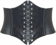 hanerdun retro wide waist belt for women - elastic lace-up waspie corset belt with tied design logo