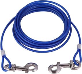 img 4 attached to Fdit Dog Leash Rope Heavy Duty Chew-Proof Long Steel Wire Pet Safety Cable Rope 5Mm5M Blue Red(Blue)