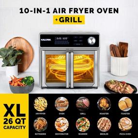 img 1 attached to Kalorik MAXX Smokeless Indoor Grill And Air Fryer Oven Combo, 26 Quart, Up To 500°F, 1700W, 22 Presets, Digital Display, 11 Accessories And Bonus Cookbook Included