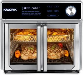 img 4 attached to Kalorik MAXX Smokeless Indoor Grill And Air Fryer Oven Combo, 26 Quart, Up To 500°F, 1700W, 22 Presets, Digital Display, 11 Accessories And Bonus Cookbook Included