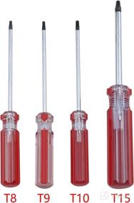 img 3 attached to 🔧 Antrader 8-Piece Magnetic Torx Screwdrivers Set: T8, T9, T10, T15 Tamper-Proof Tip Screwdrivers - 75mm Long (Red)