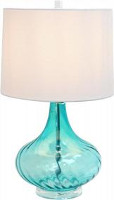 img 2 attached to Elegant Designs LT3214-BLU Glass Table Lamp with Light Blue Fabric Shade