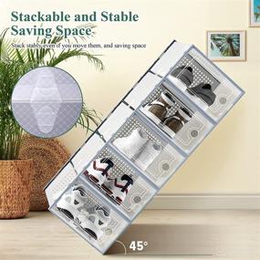 img 1 attached to 👠 eWonLife Stackable Clear Plastic Shoe Storage Organizer with Drop Front, 12 Pack - Under Bed Shoe Boxes with Lids for Closets, Entryways, Bedrooms, Bathrooms