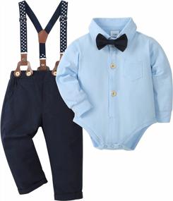 img 4 attached to CARETOO Infant Gentleman Tuxedo: Stylish Outfit Set For Baby Boys 3-24 Months With Bowtie And Suspender Pants